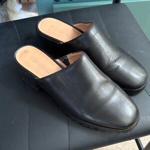 Madewell Black Leather size 7 Slip-On Clog Mules